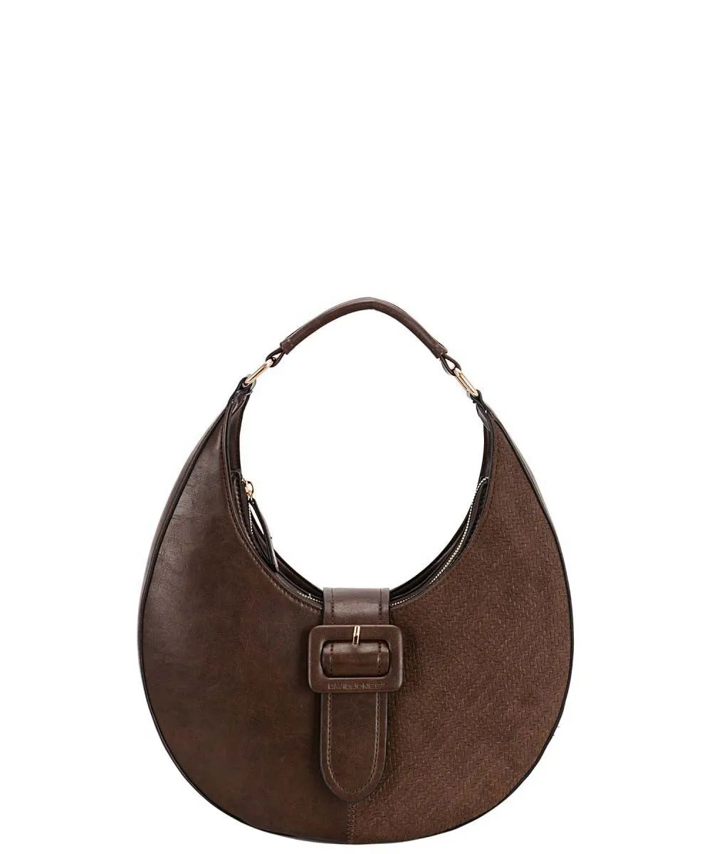 Brown Crescent Shaped Handbag