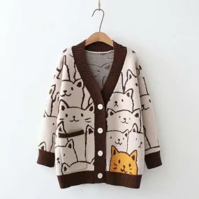 Cake Cat  Sweater Top Kawaii Academia Y2K Cottagecore Coquette Fairycore Dollette Princesscore