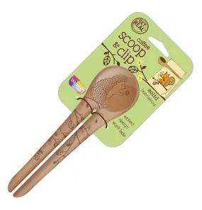 Coffee Scoop & Clip, Solid Beechwood "Woodland"