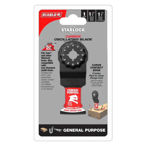 Diablo 1-1/4" AMPED Demo Demon Starlock Carbide Teeth Oscillating Blade for General Purpose Cuts