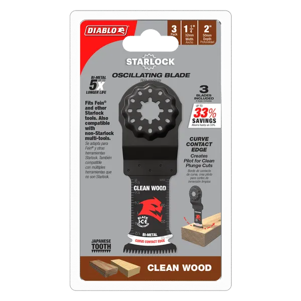 Diablo 1-1/4" Demo Demon Starlock Bi-Metal Oscillating Blades for Clean Wood - 3/Pack