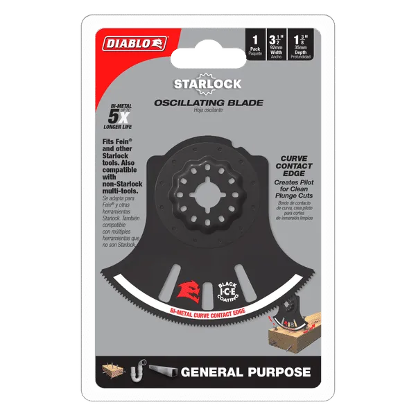 Diablo 3-1/2" Demo Demon Starlock Bi-Metal Oscillating Blade for General Purpose Cuts