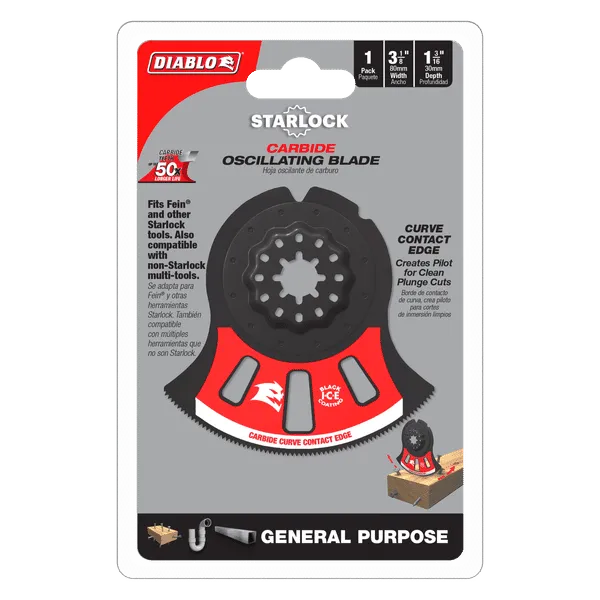 Diablo 3-1/8" AMPED Demo Demon Starlock Carbide Oscillating Blade for General Purpose Cuts