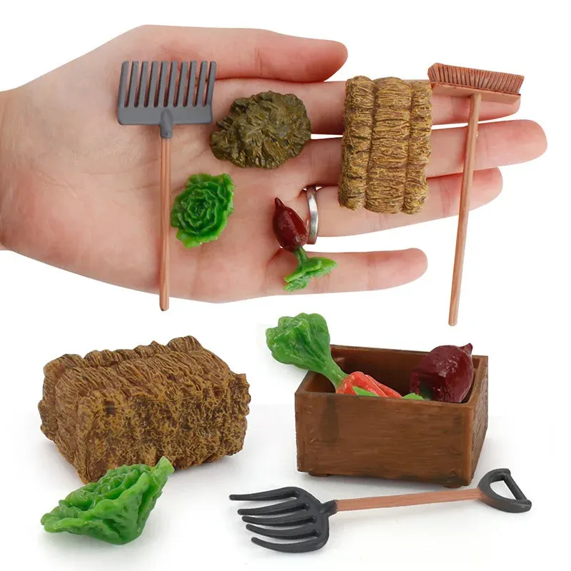 Farm Simulation Playset: Realistic Animal Fence & Tool Figurines