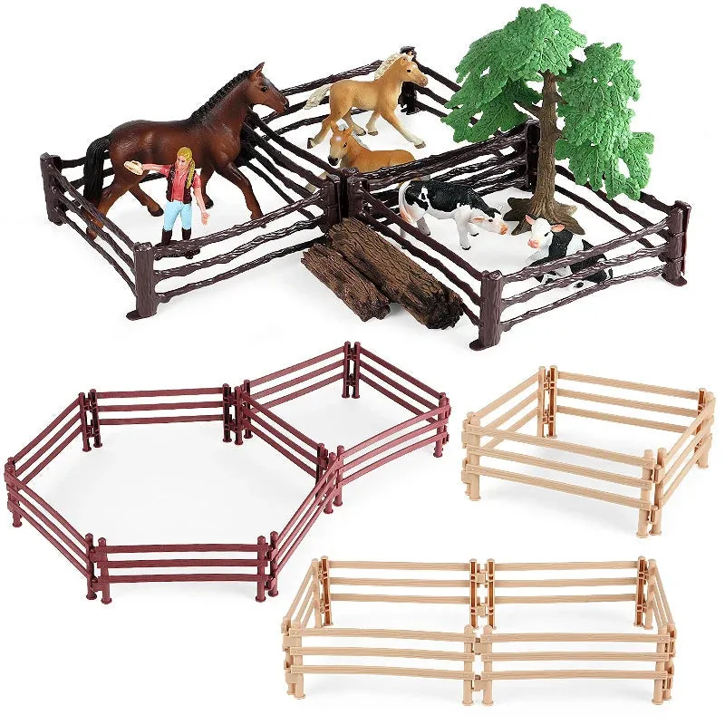 Farm Simulation Playset: Realistic Animal Fence & Tool Figurines