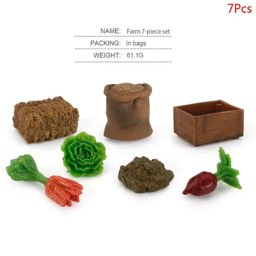 Farm Simulation Playset: Realistic Animal Fence & Tool Figurines