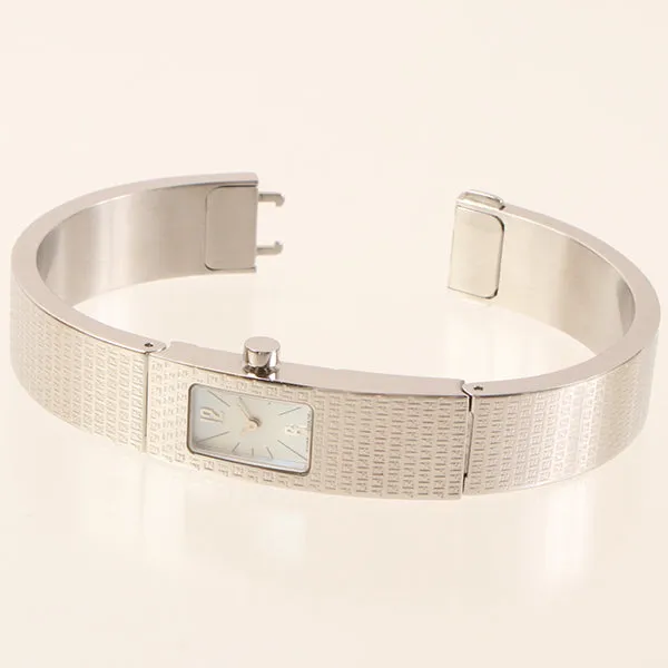 FENDI Rectangular Face Logo Bangle Watch Silver