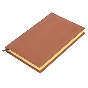 FIS Golden Diary 2024 A5 (Arabic/English) Italian PU, 1 Side Padded, Sewn, Brown