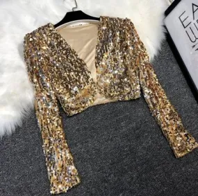 Long Sleeve Sequin Bolero Shrug Jacket