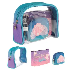 Set of 3 Handy Make Up Toilette Vanity Wash Bag Set - Mermaid