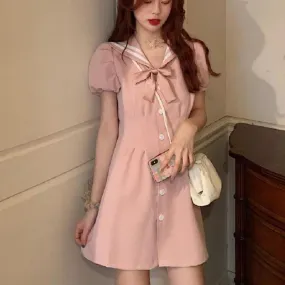 Strawberry Sailor  Mini Dress Kawaii Academia Y2K Cottagecore Coquette Fairycore Dollette Princesscore
