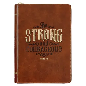 Strong & Courageous Faux Leather Journal with Zip
