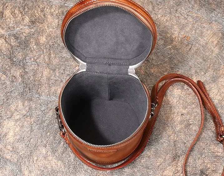 Vintage Womens Genuine Leather Crossbody Bucket Bag Handbags for Women