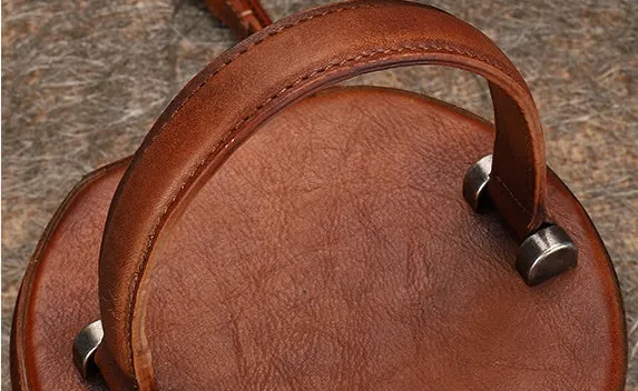 Vintage Womens Genuine Leather Crossbody Bucket Bag Handbags for Women